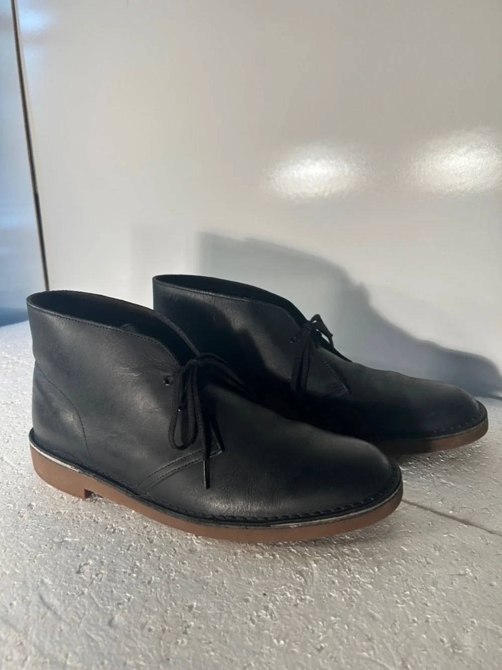 Clarks SZ 12 Bushacre Midnight Leather Desert Chukka Boots Timeless Old Money